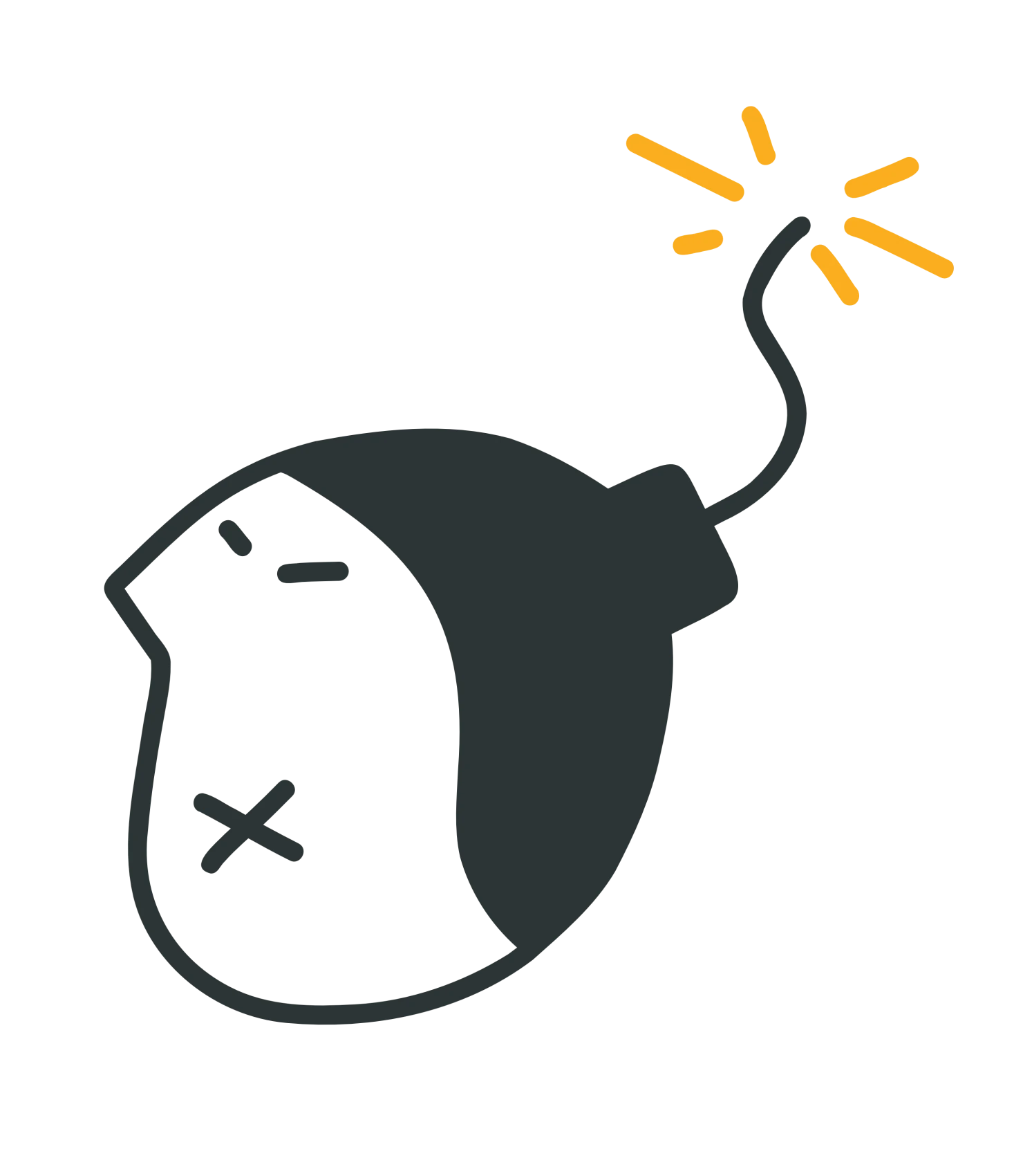 Ikona bomby z lontem symbolizująca wybuchowe emocje i konflikty w komunikacji.